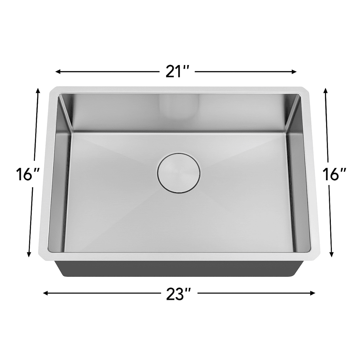 Medium Single Bowl Stainless Steel Sink – 18 Gauge Stamped HZX